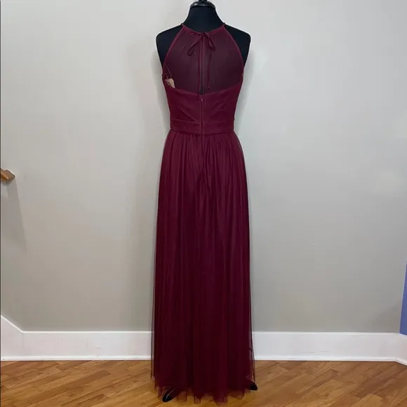 Bill Levkoff Burgundy Halter Maxi Gown Size 10