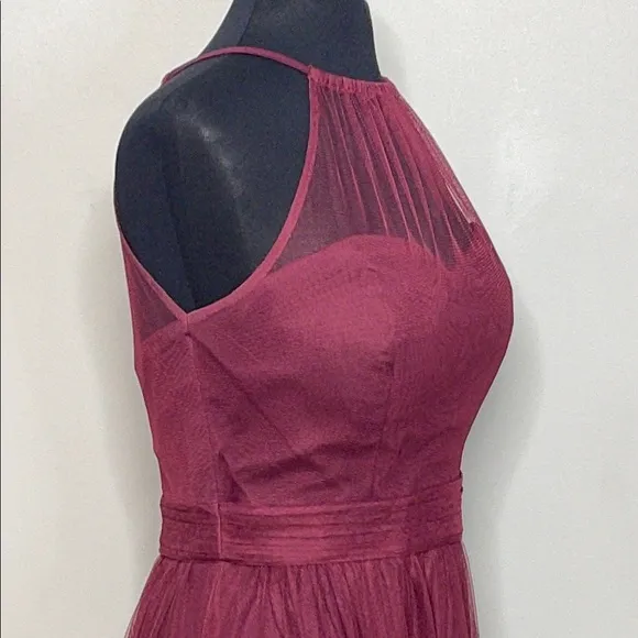 Bill Levkoff Burgundy Halter Maxi Gown Size 10