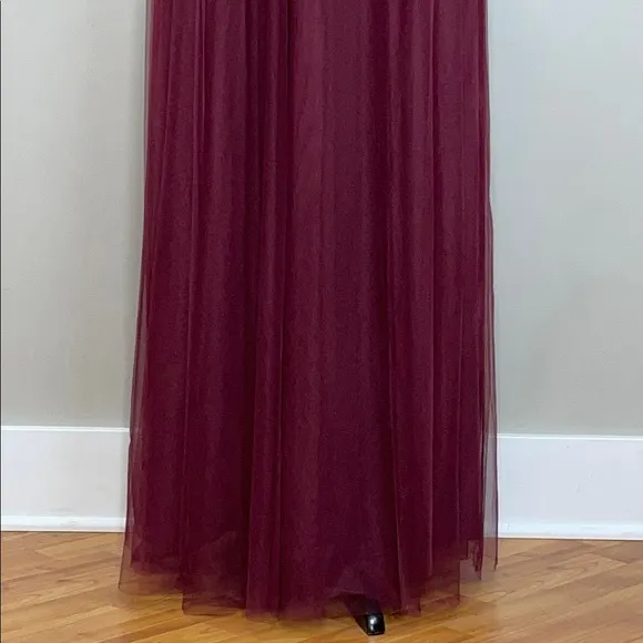Bill Levkoff Burgundy Halter Maxi Gown Size 10