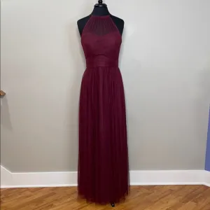 Bill Levkoff Burgundy Halter Maxi Gown Size 10