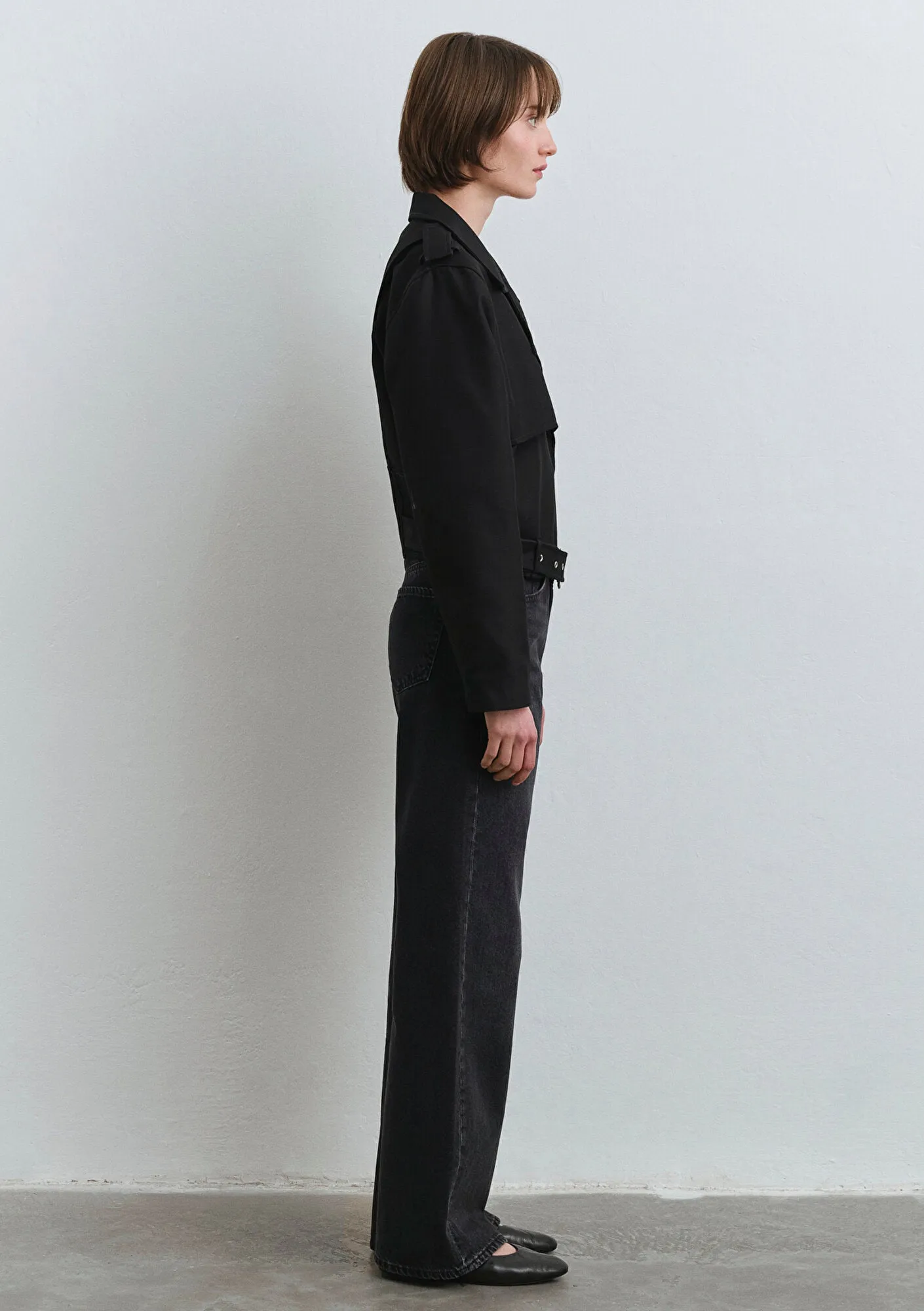 Black Crop Trench Coat
