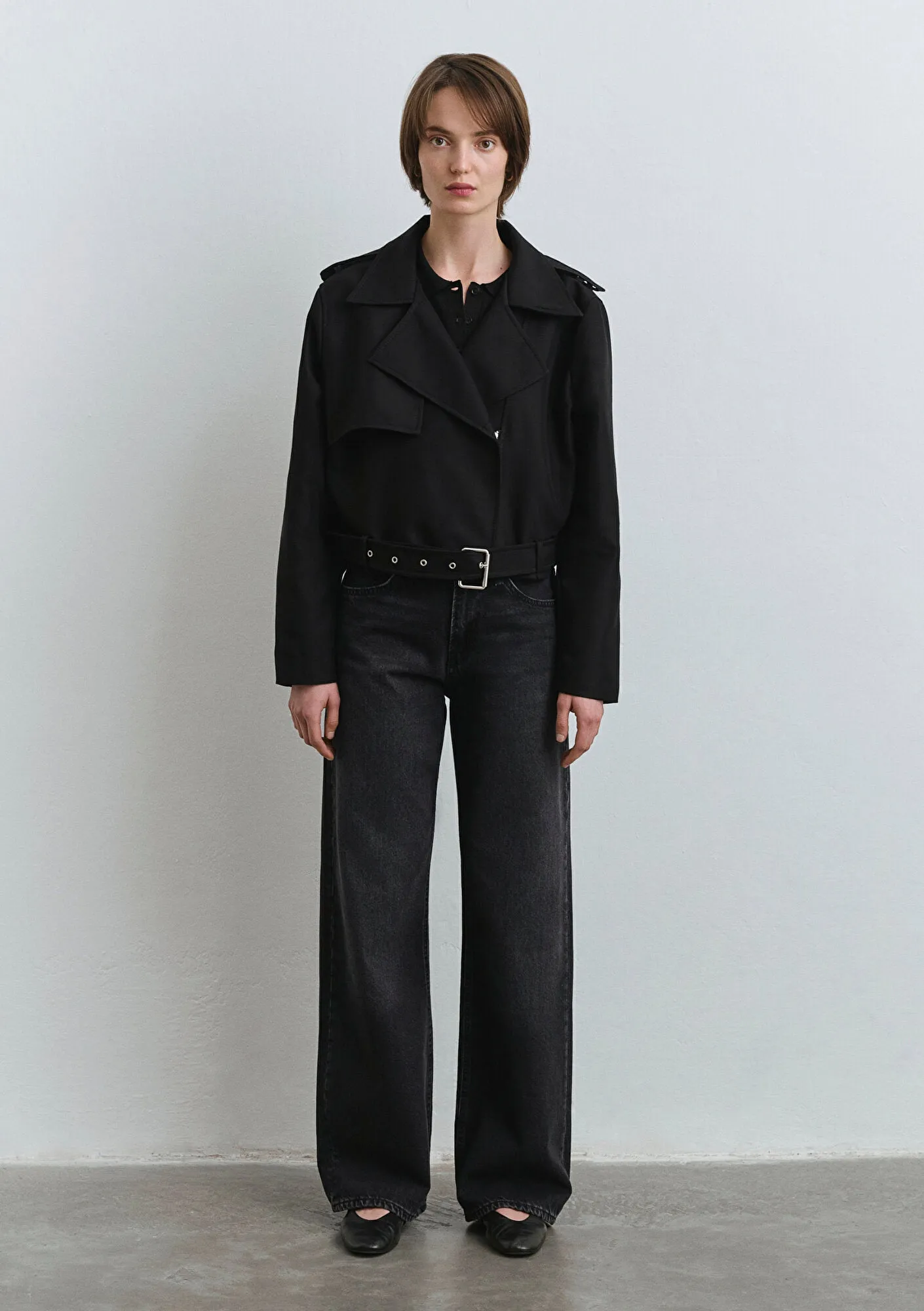 Black Crop Trench Coat
