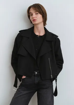 Black Crop Trench Coat