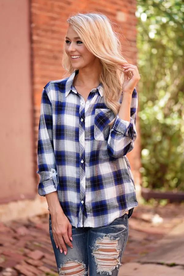 Blue Flannel Top