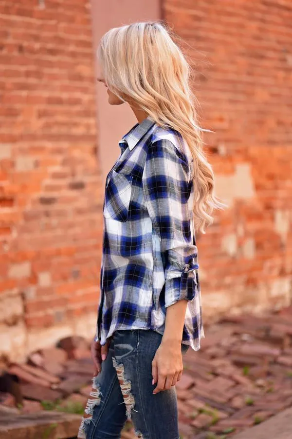 Blue Flannel Top