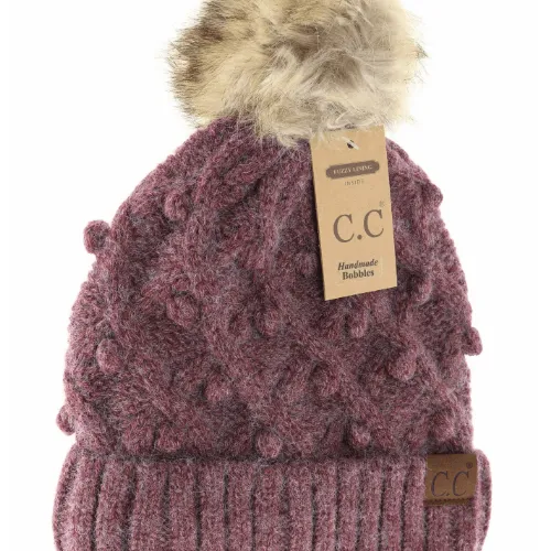 Bobble Knit Fur Pom C.C. Beanie