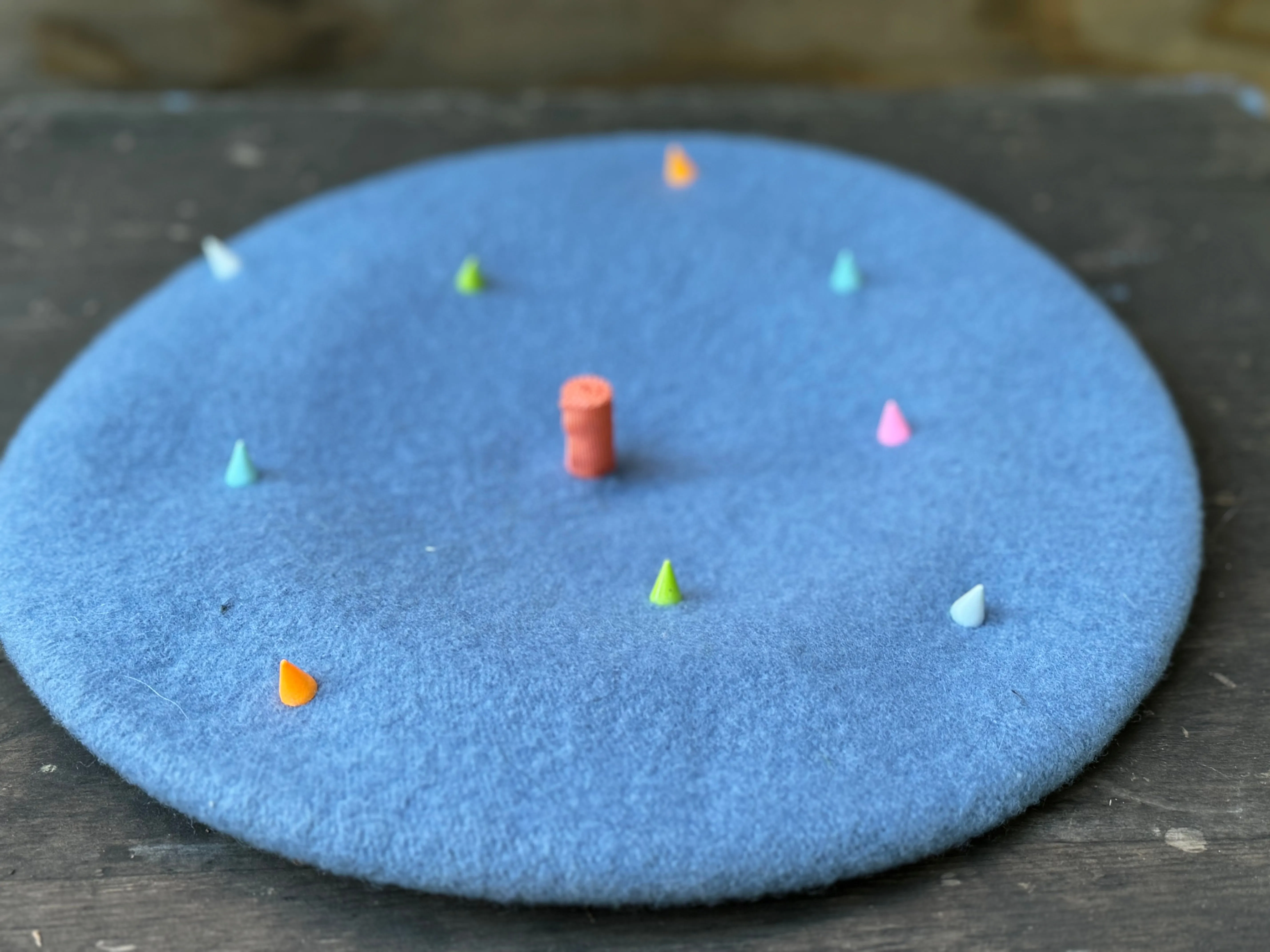 Bonnie Wool Beret in Blue Spikes