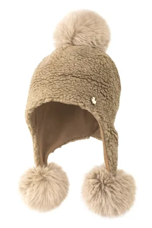 Borg Triple Faux Fur Pom Pom Hat