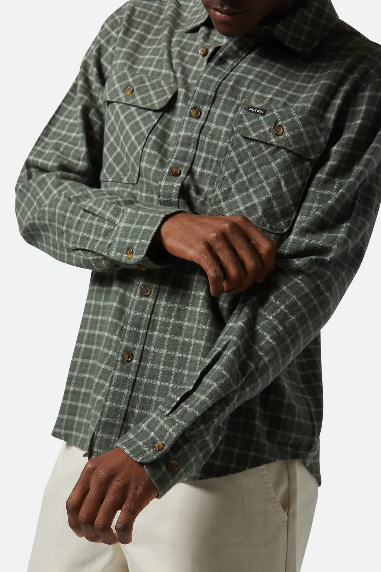 Bowery Lightweight Ultra Soft L/S Flannel - Ivy Green/Whitecap