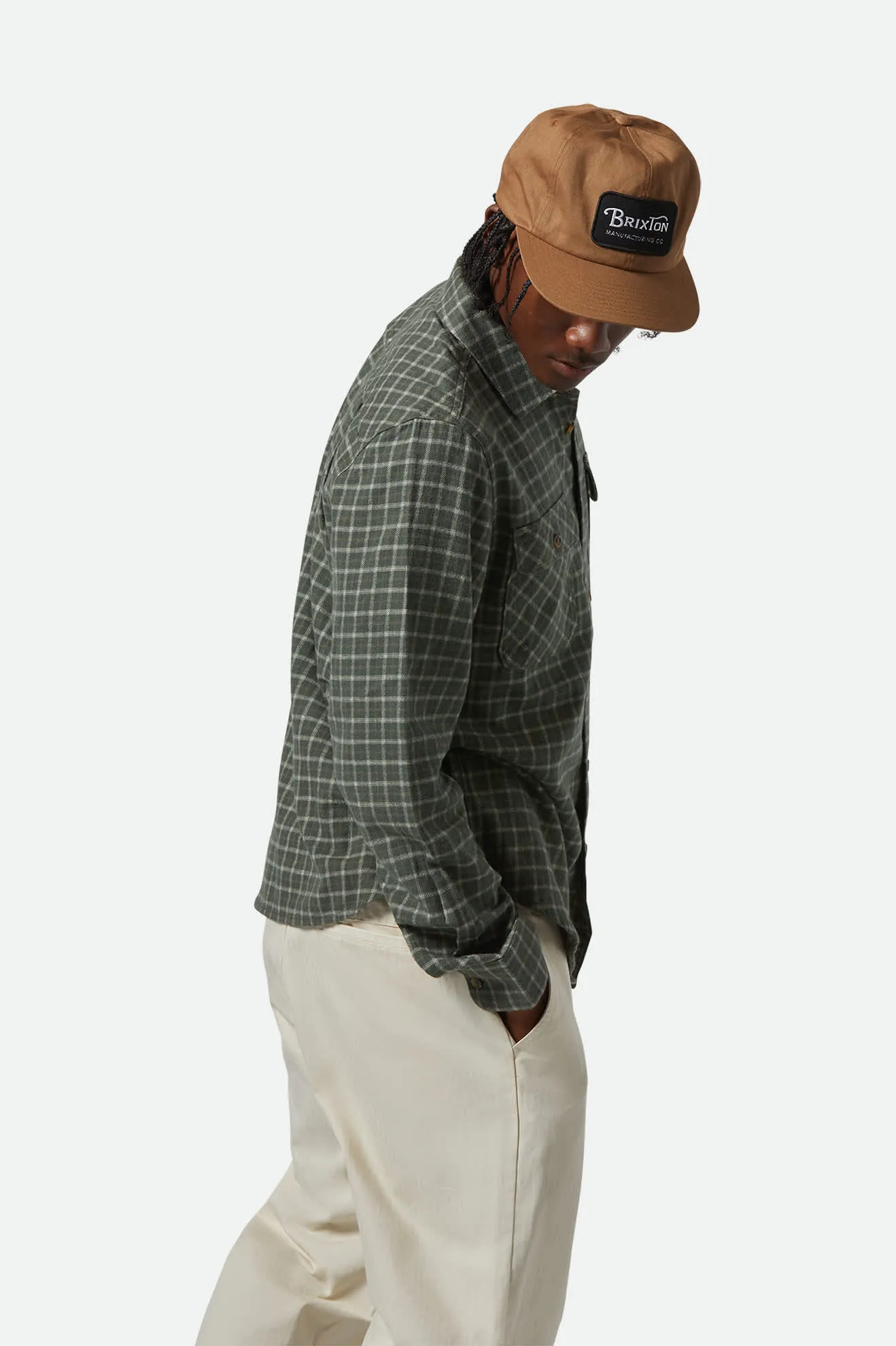 Bowery Lightweight Ultra Soft L/S Flannel - Ivy Green/Whitecap
