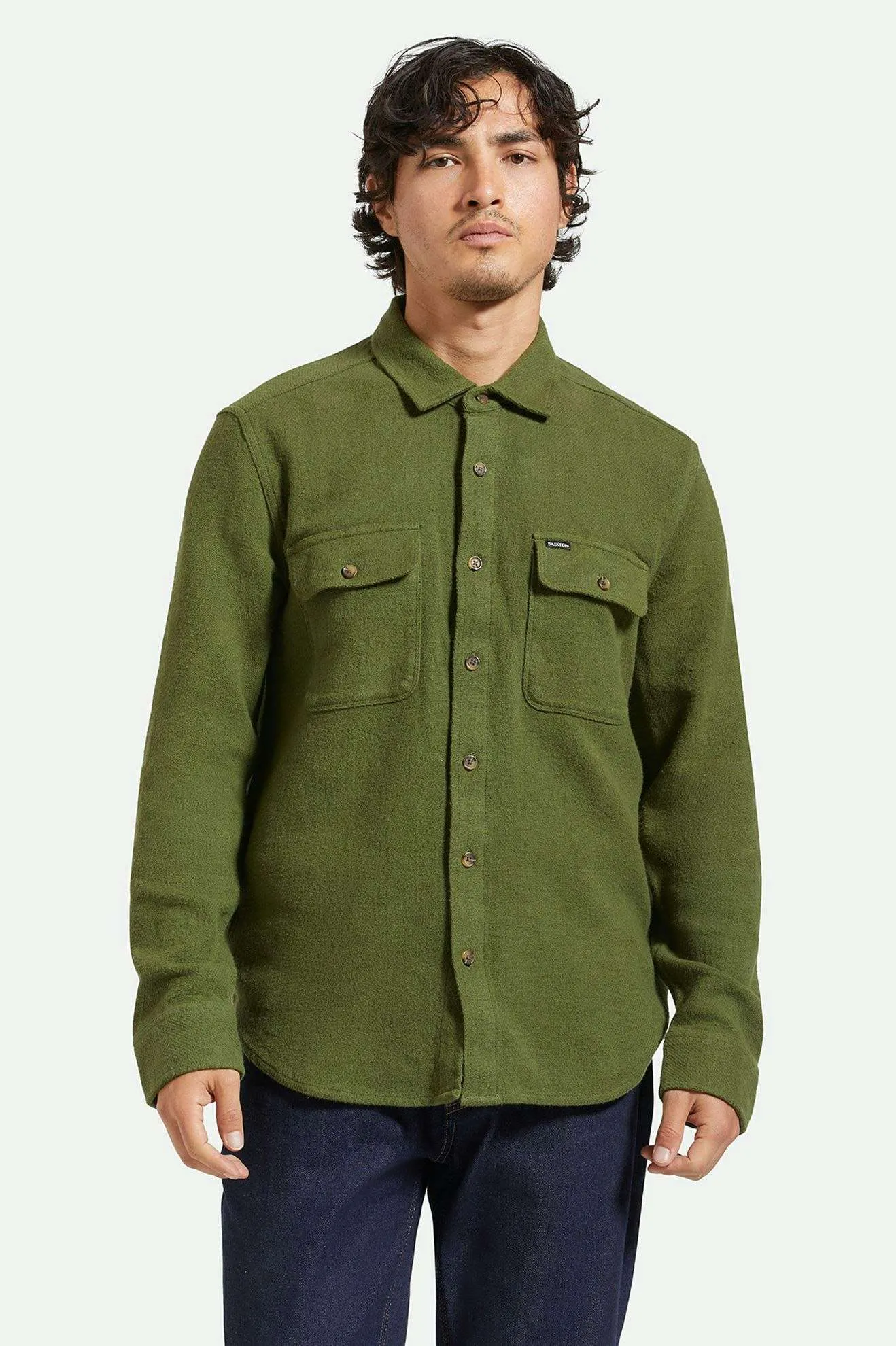 Bowery Textured Loop Twill L/S Overshirt - Cypress Green