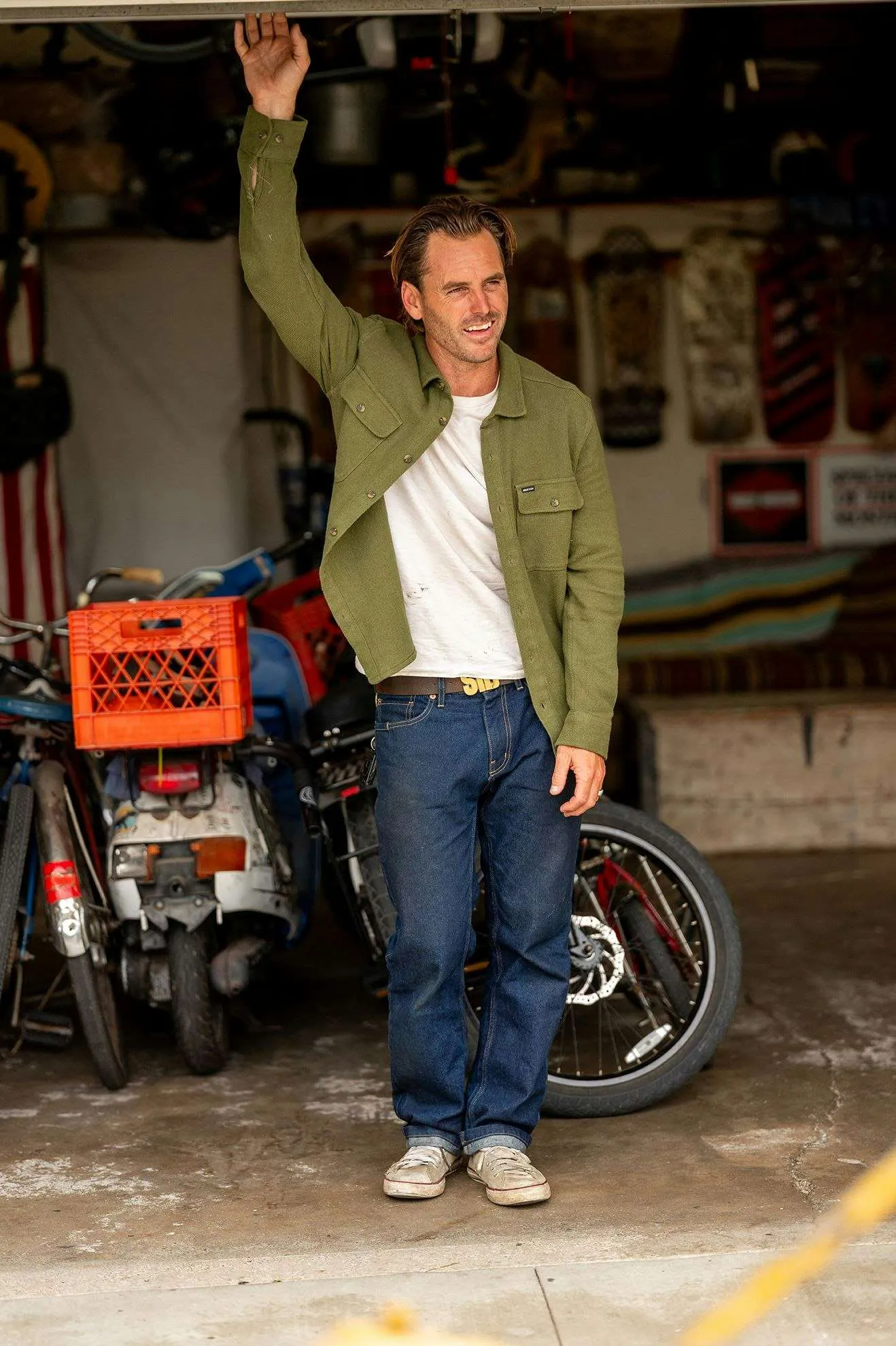 Bowery Textured Loop Twill L/S Overshirt - Cypress Green