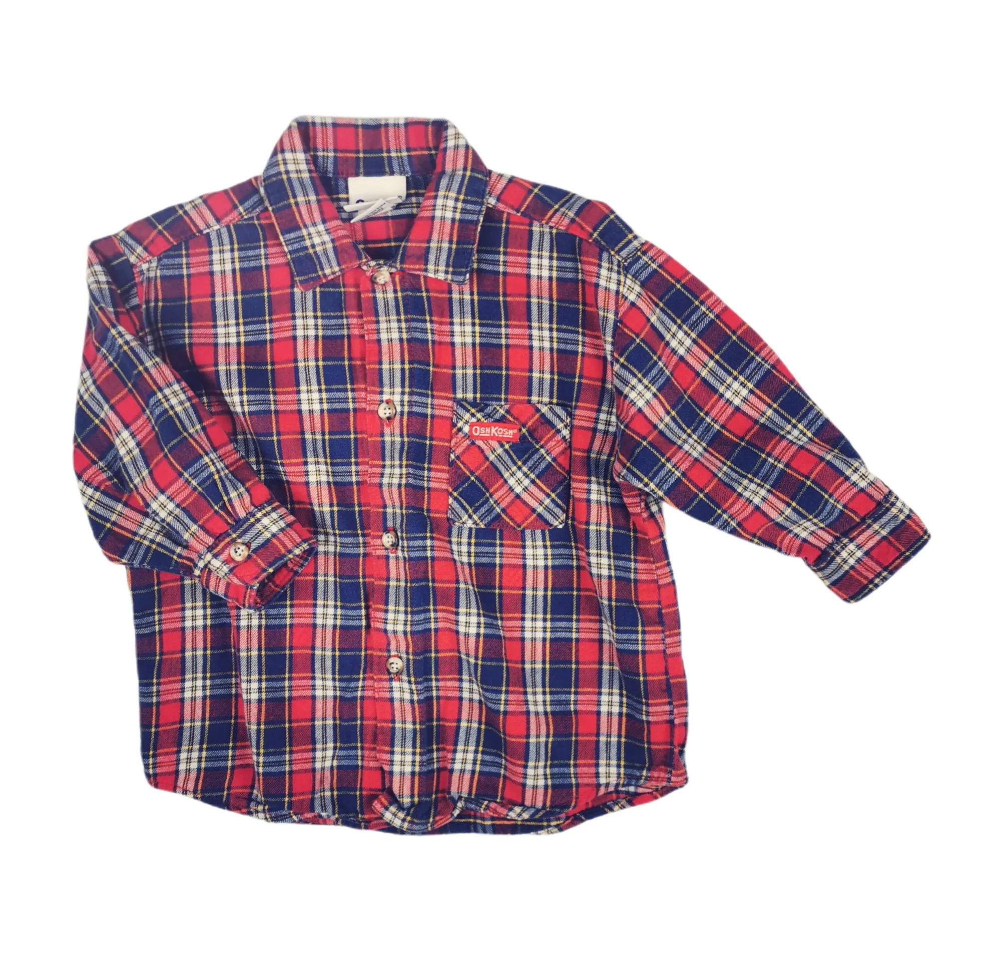 BOY SIZE 2 YEARS - OSHKOSH, Long-sleeve, Soft Flannel Dress Shirt EUC B34