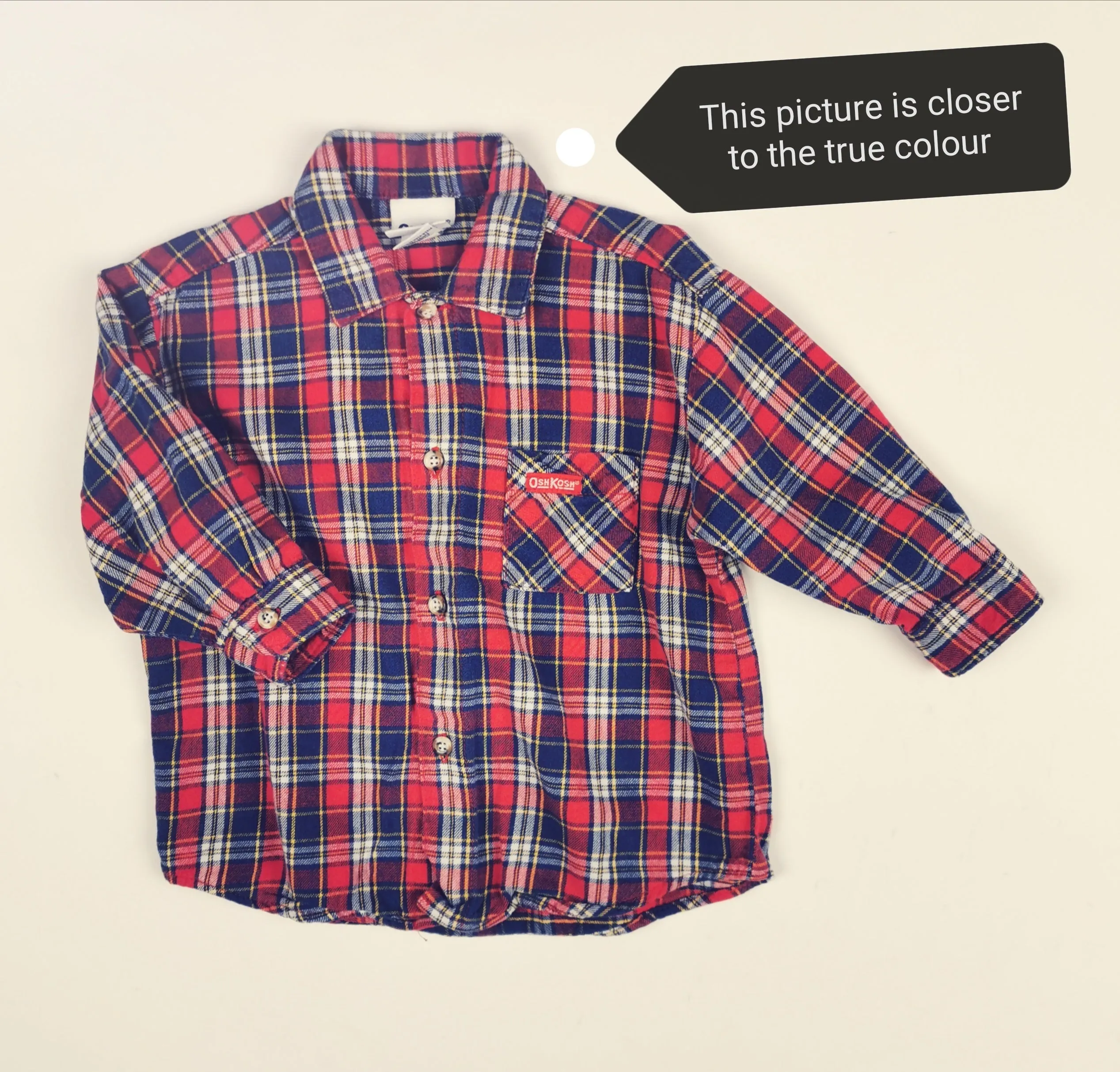 BOY SIZE 2 YEARS - OSHKOSH, Long-sleeve, Soft Flannel Dress Shirt EUC B34