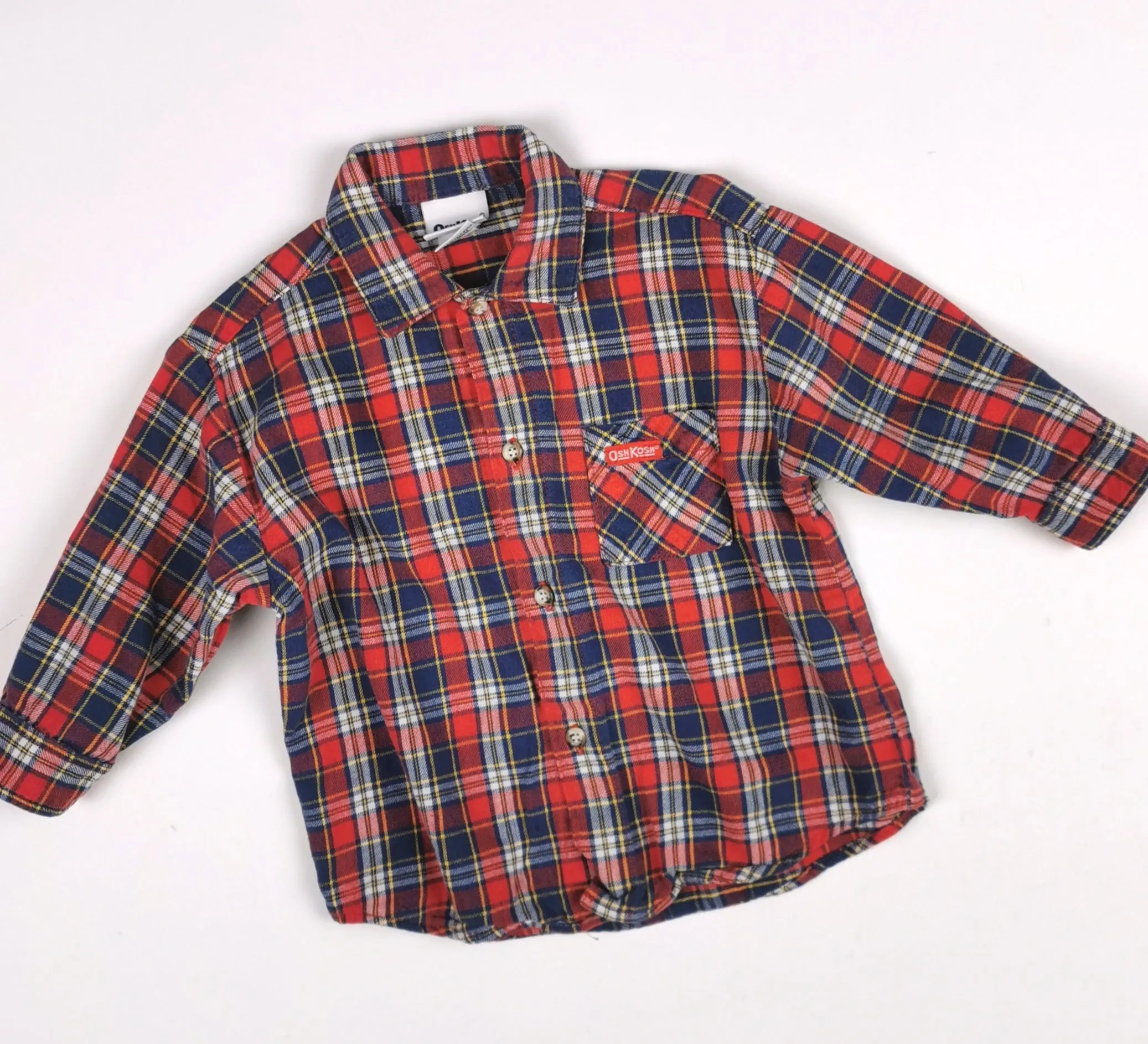 BOY SIZE 2 YEARS - OSHKOSH, Long-sleeve, Soft Flannel Dress Shirt EUC B34