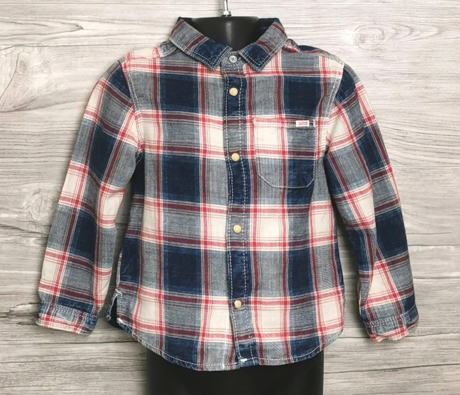 BOY SIZE 2/3 YEARS - ZARA Baby, Soft Flannel, Long-Sleeved Dress Shirt EUC B34