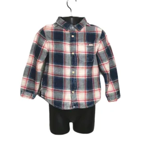 BOY SIZE 2/3 YEARS - ZARA Baby, Soft Flannel, Long-Sleeved Dress Shirt EUC B34