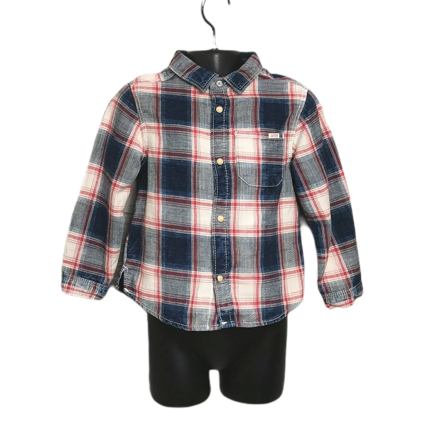 BOY SIZE 2/3 YEARS - ZARA Baby, Soft Flannel, Long-Sleeved Dress Shirt EUC B34