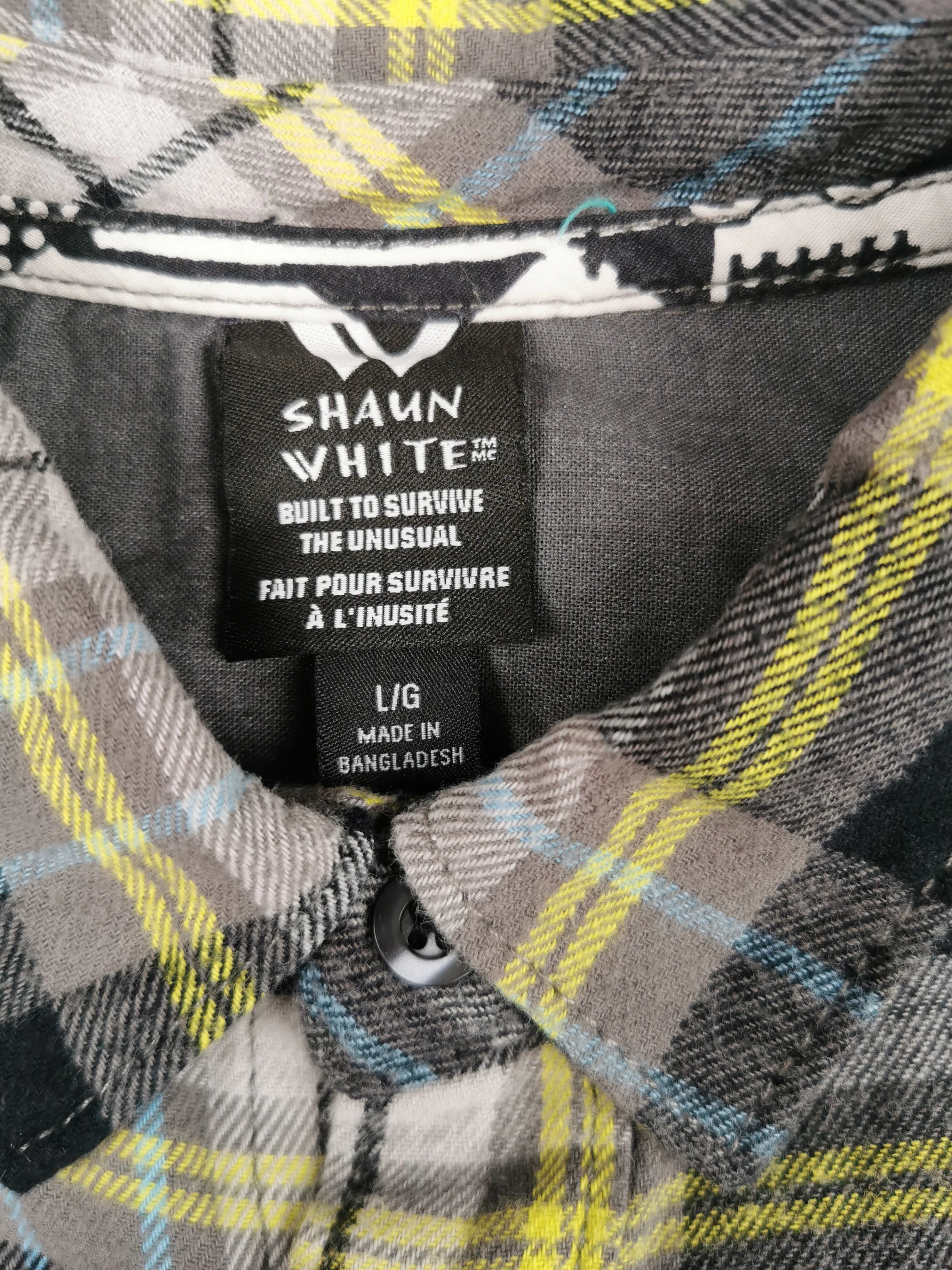 BOY SIZE LARGE (12/14 YEARS) SHAUN WHITE, Long-Sleeve, Soft Flannel, Dress Shirt EUC B33