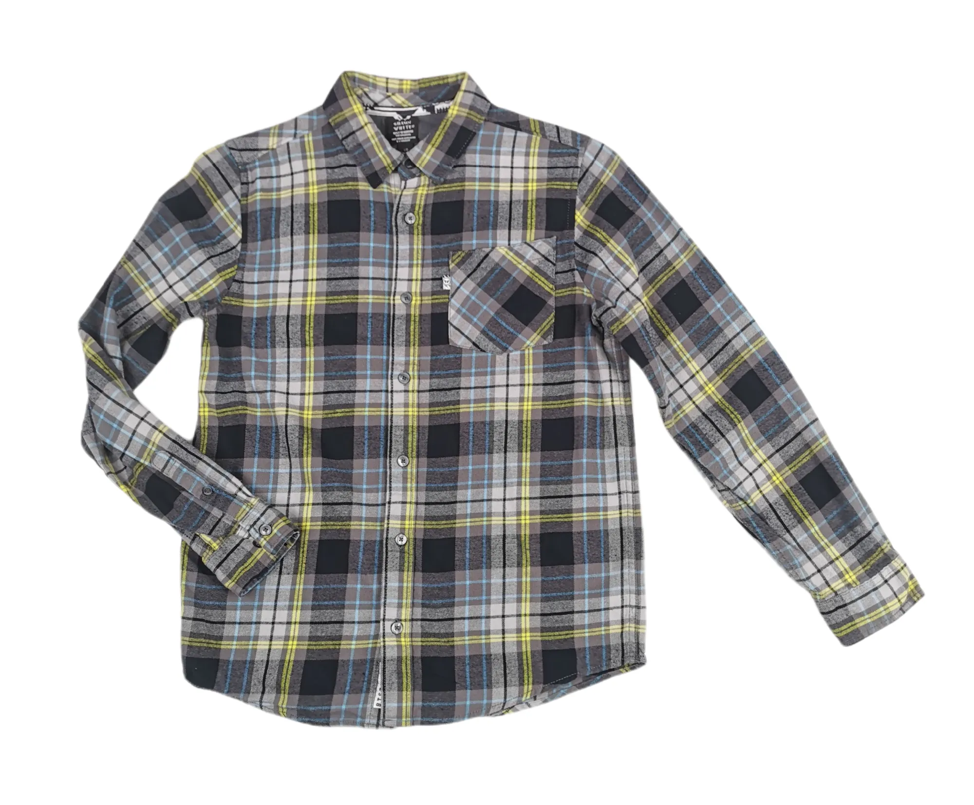 BOY SIZE LARGE (12/14 YEARS) SHAUN WHITE, Long-Sleeve, Soft Flannel, Dress Shirt EUC B33