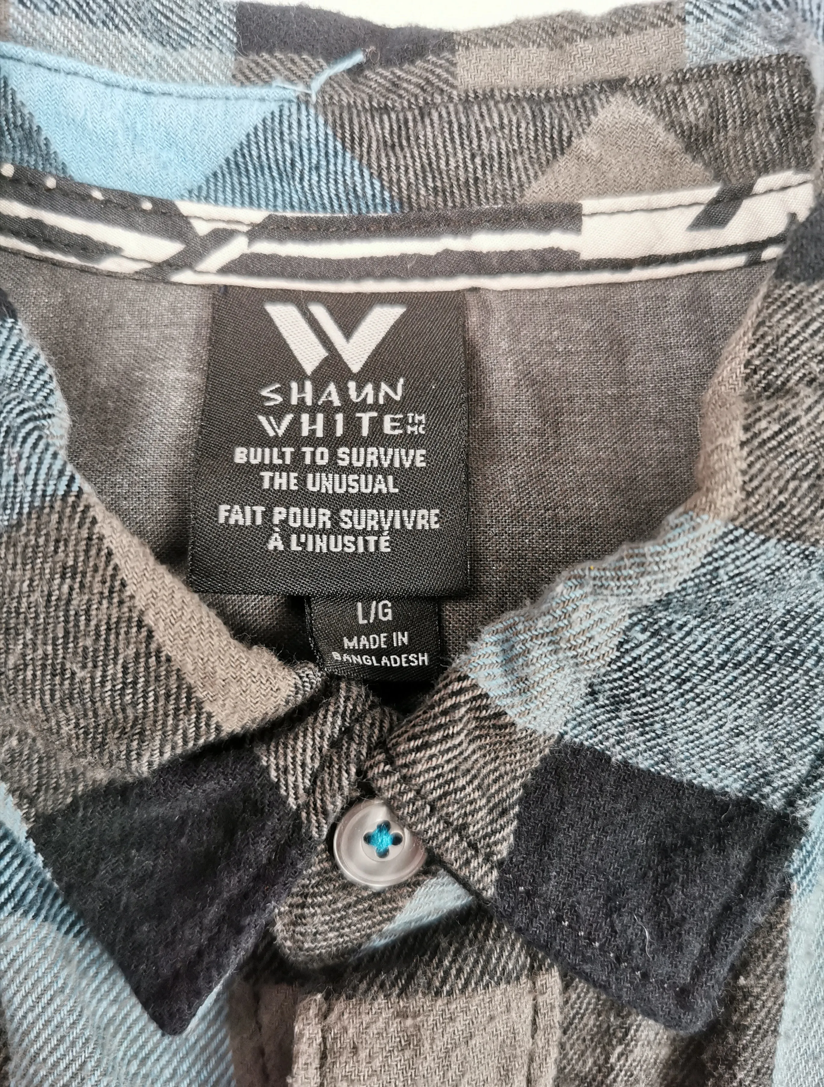 BOY SIZE LARGE (12/14 YEARS) SHAUN WHITE, Long-Sleeve, Soft Flannel, Dress Shirt EUC B33