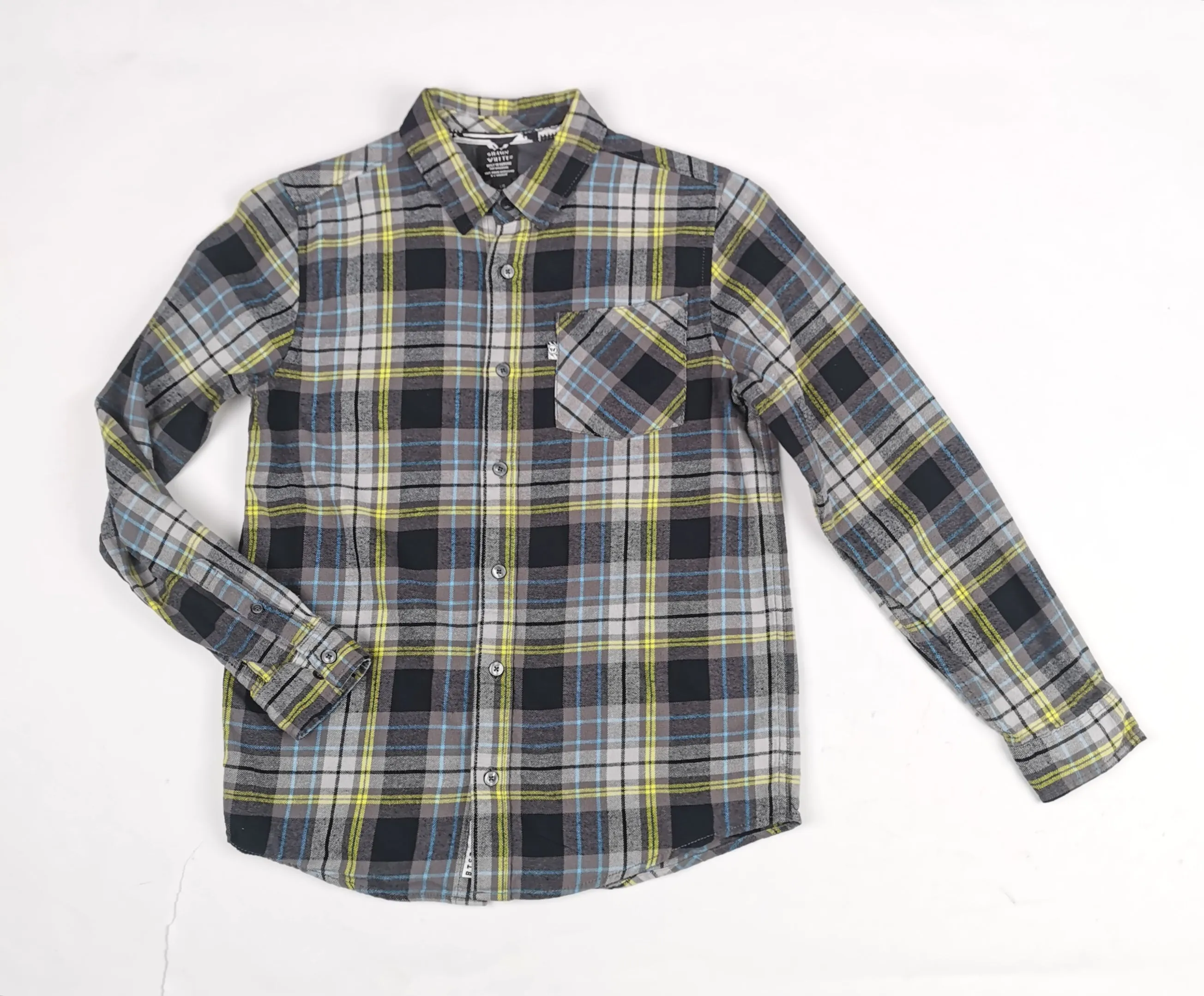 BOY SIZE LARGE (12/14 YEARS) SHAUN WHITE, Long-Sleeve, Soft Flannel, Dress Shirt EUC B33