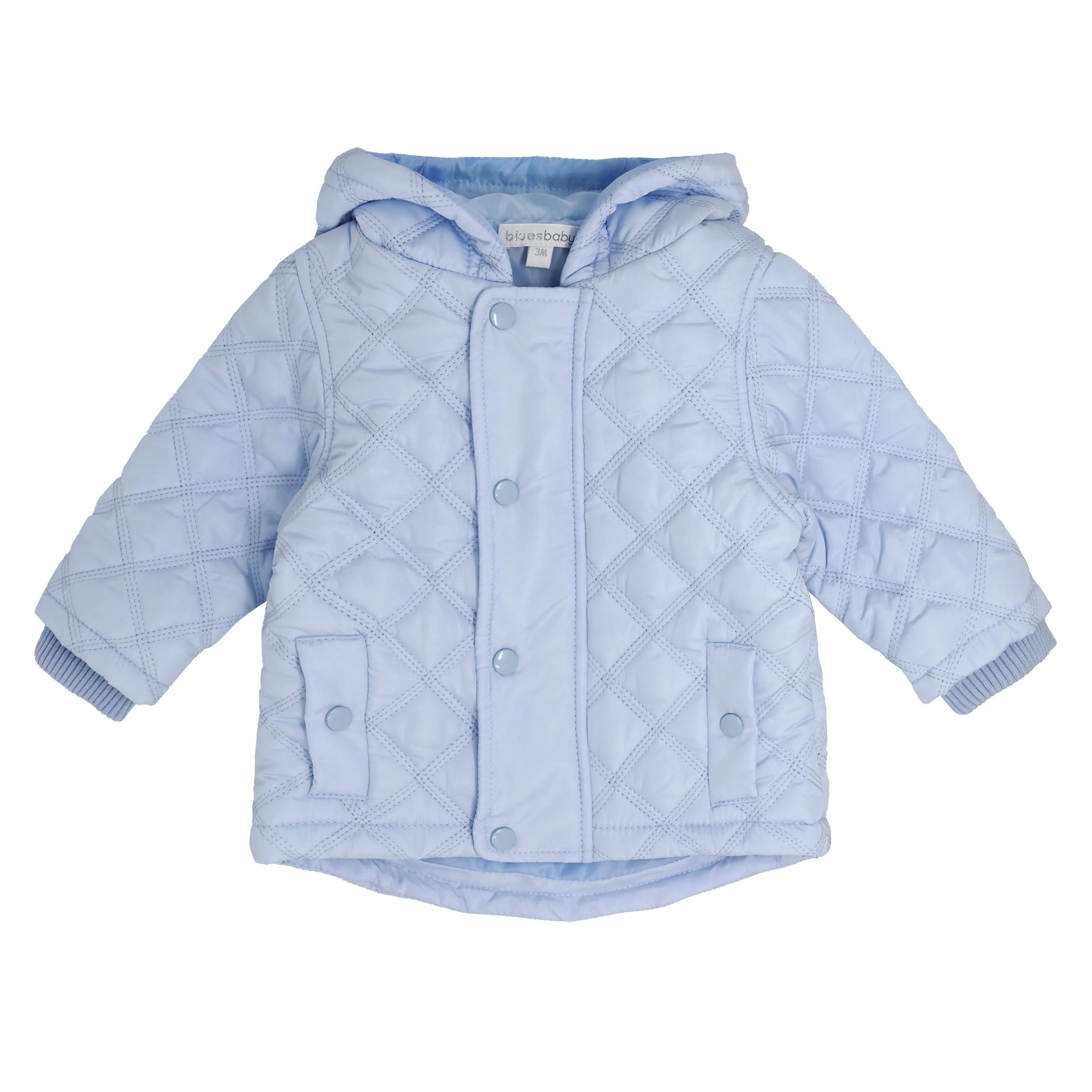 Boys quilted jacket with concealed zip and hood