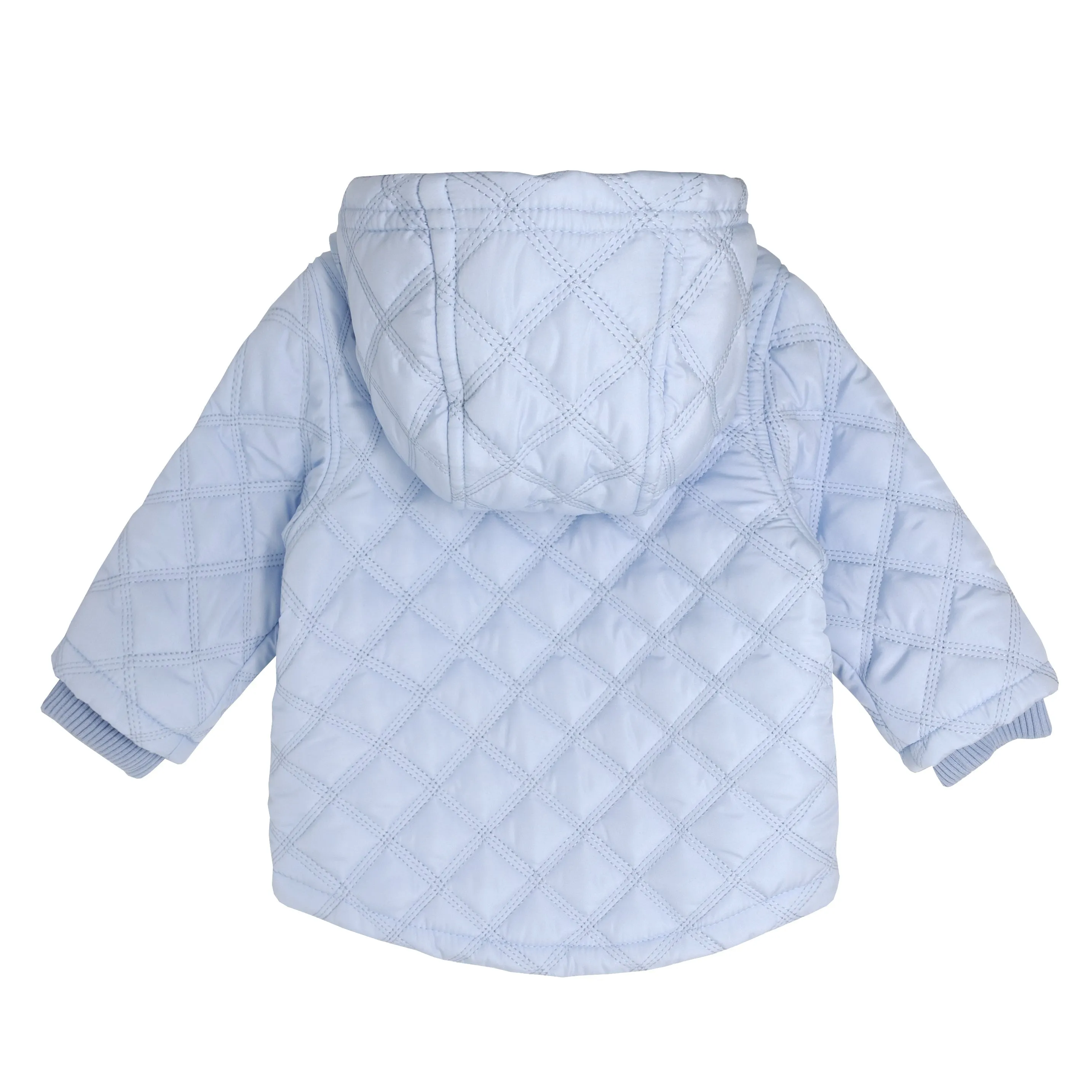Boys quilted jacket with concealed zip and hood