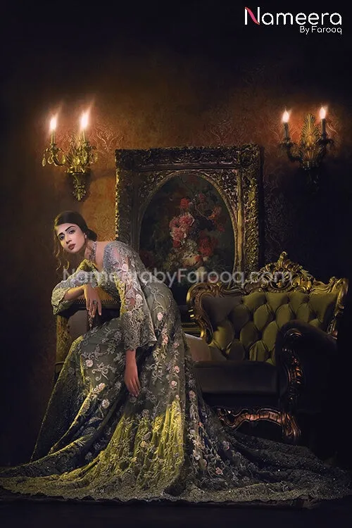 Bridal Maxi Dress for Weddings Pakistani in Net #BS93