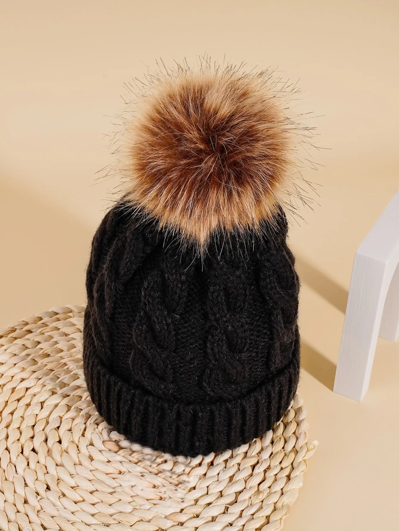 Cable Knit Beanie - Black - FD ⚡