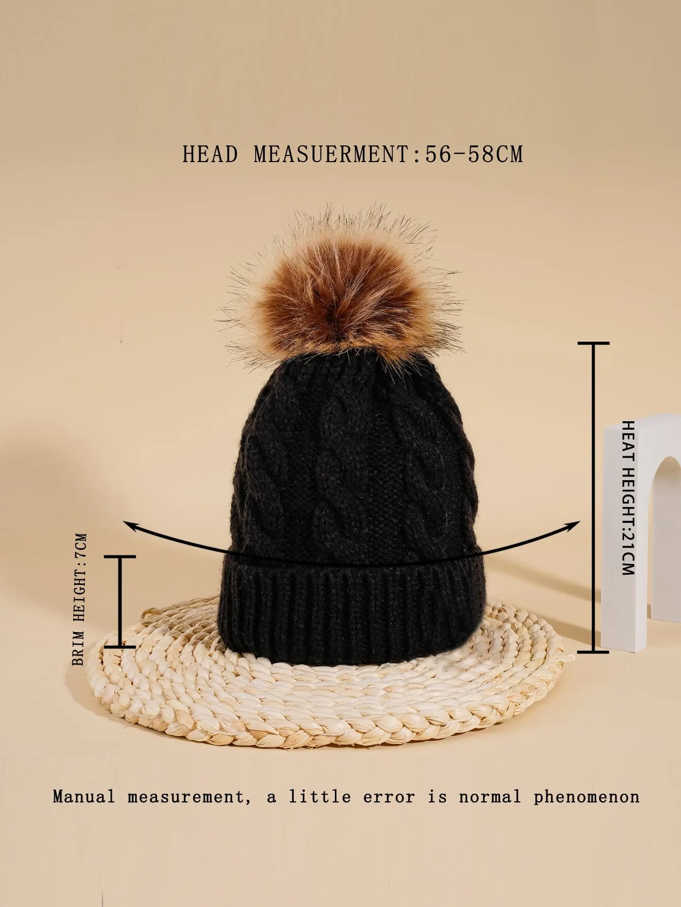 Cable Knit Beanie - Black - FD ⚡