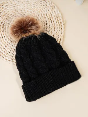 Cable Knit Beanie - Black - FD ⚡