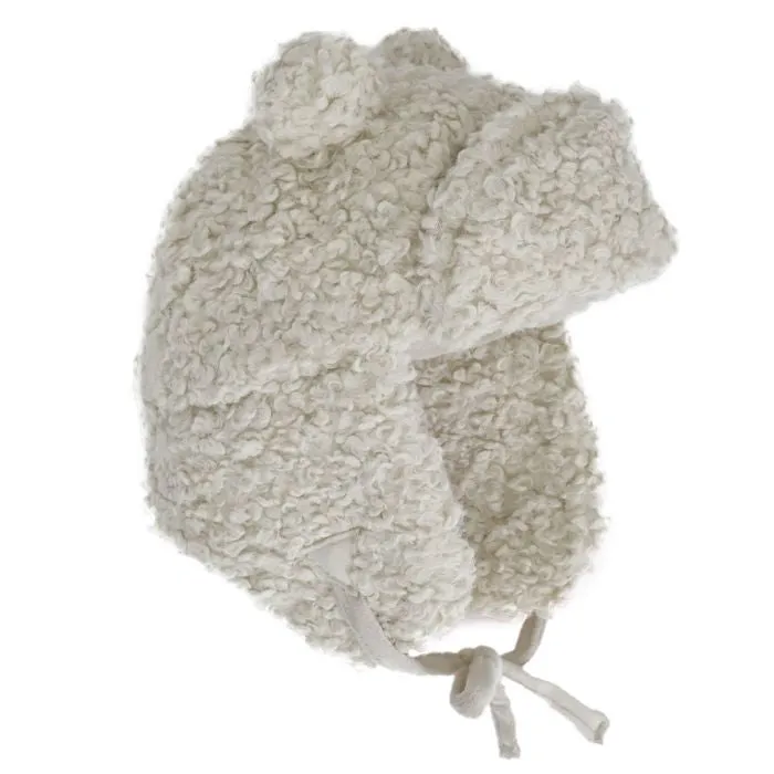 Calikids Bear Hat In Colour Cream : Size S 3/6M to L 18M/3Y
