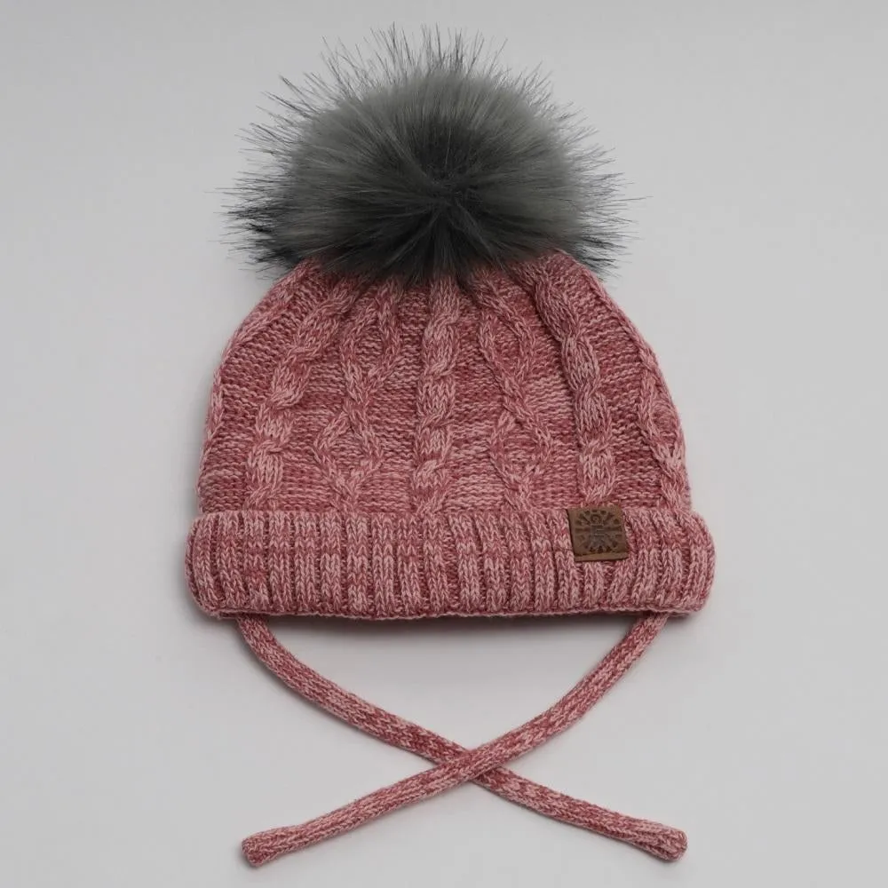 Calikids W1901 Cotton Knit Pompom Hat (Brick Mix)