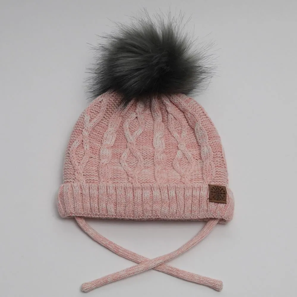 Calikids W1901 Cotton Knit Pompom Hat (Pink Mix)