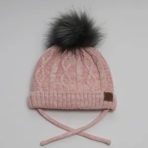 Calikids W1901 Cotton Knit Pompom Hat (Pink Mix)