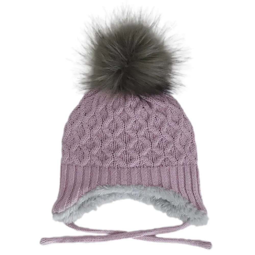 Calikids W2303 Cotton Knit Pompom Hat