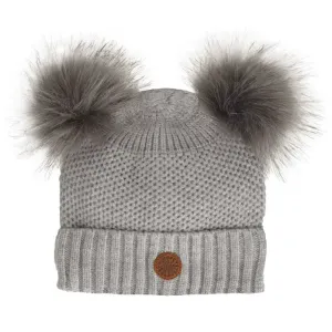 Calikids W2321 Soft Touch Knit 2 Pom-Pom Hat (Grey)