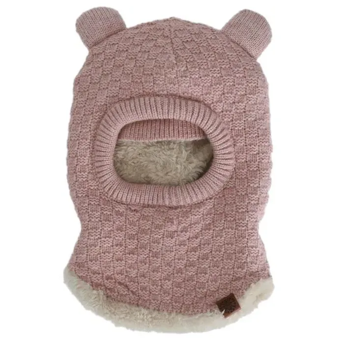 Calikids W2403 Soft Touch Knit Pom-Pom Balaclava (Beige)