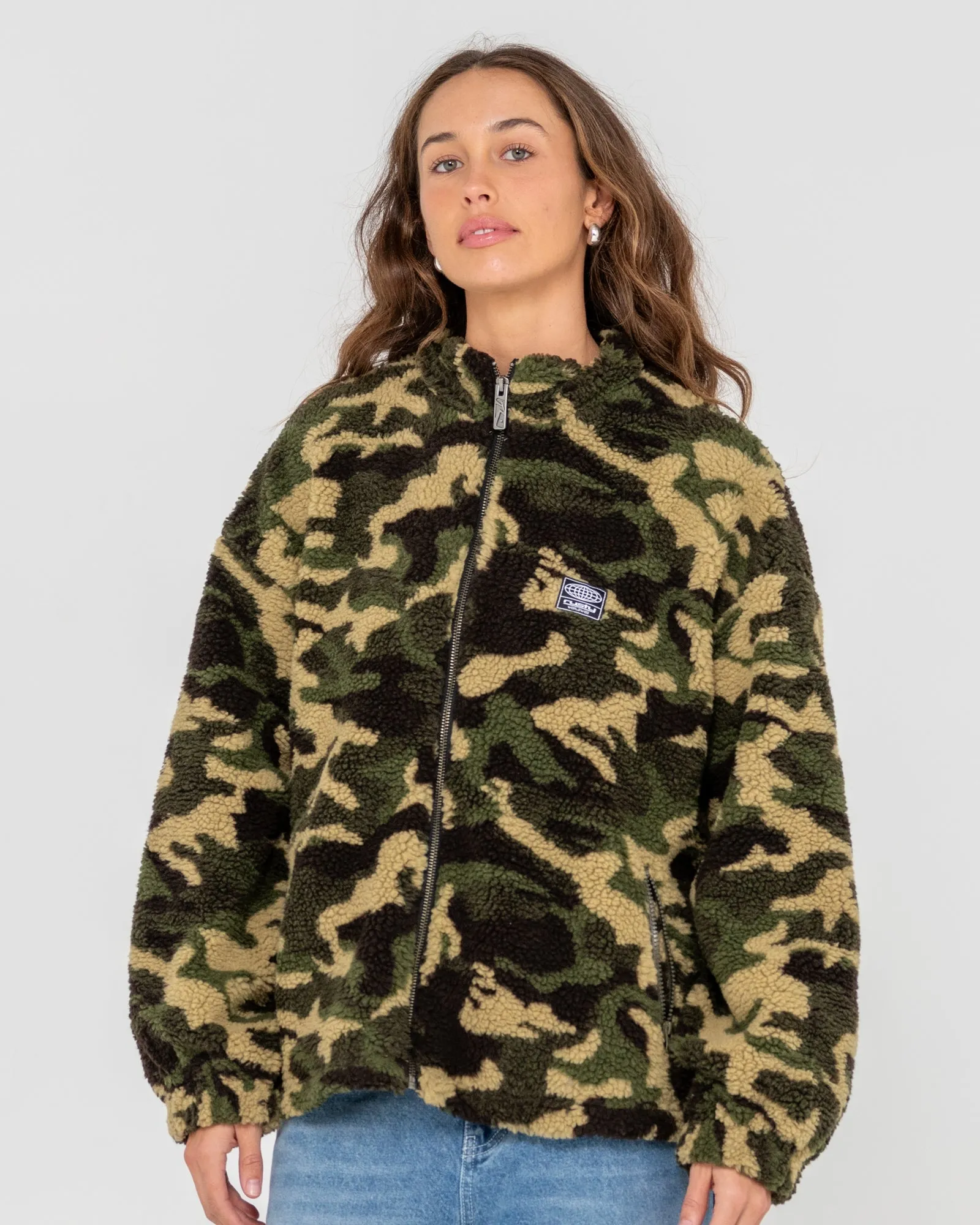 Camo  Zip Through Sherpa Fleece