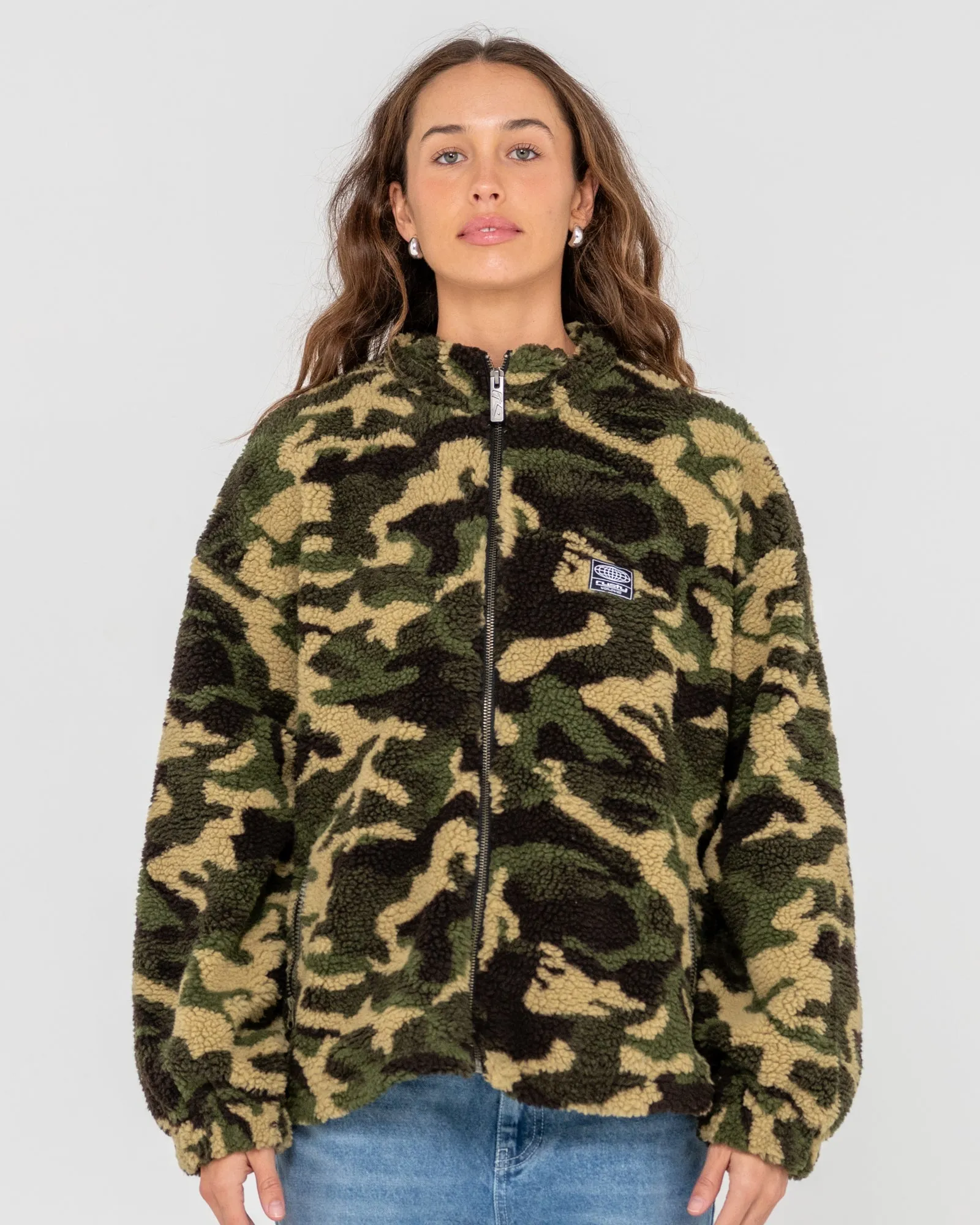 Camo  Zip Through Sherpa Fleece