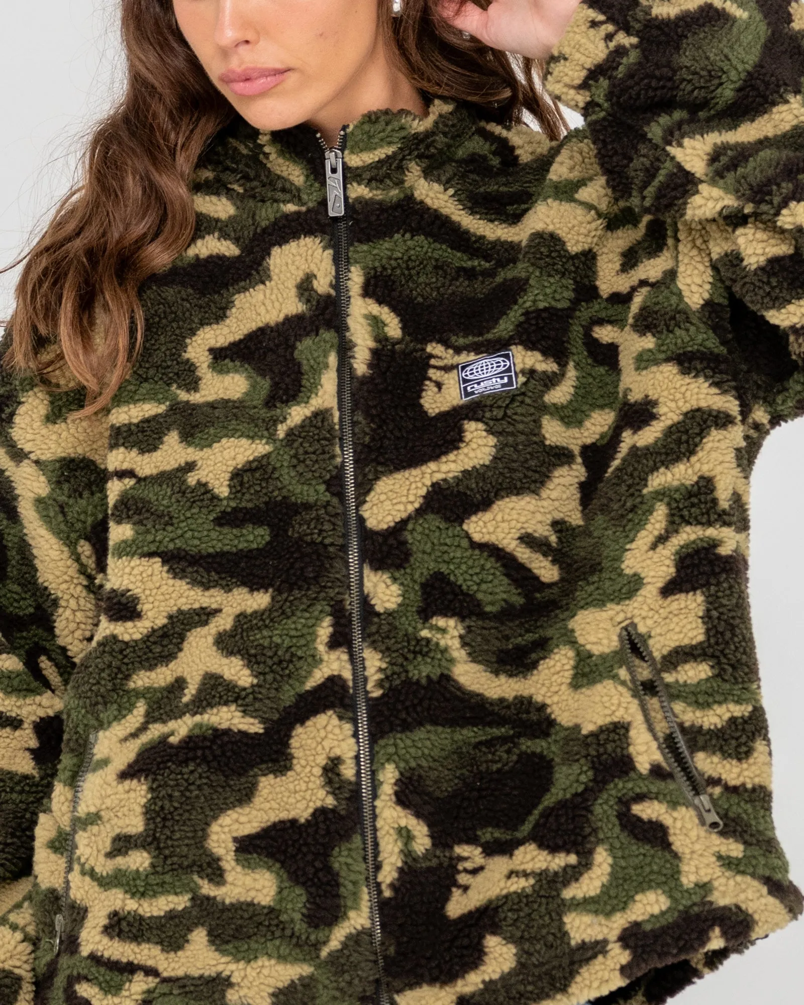 Camo  Zip Through Sherpa Fleece