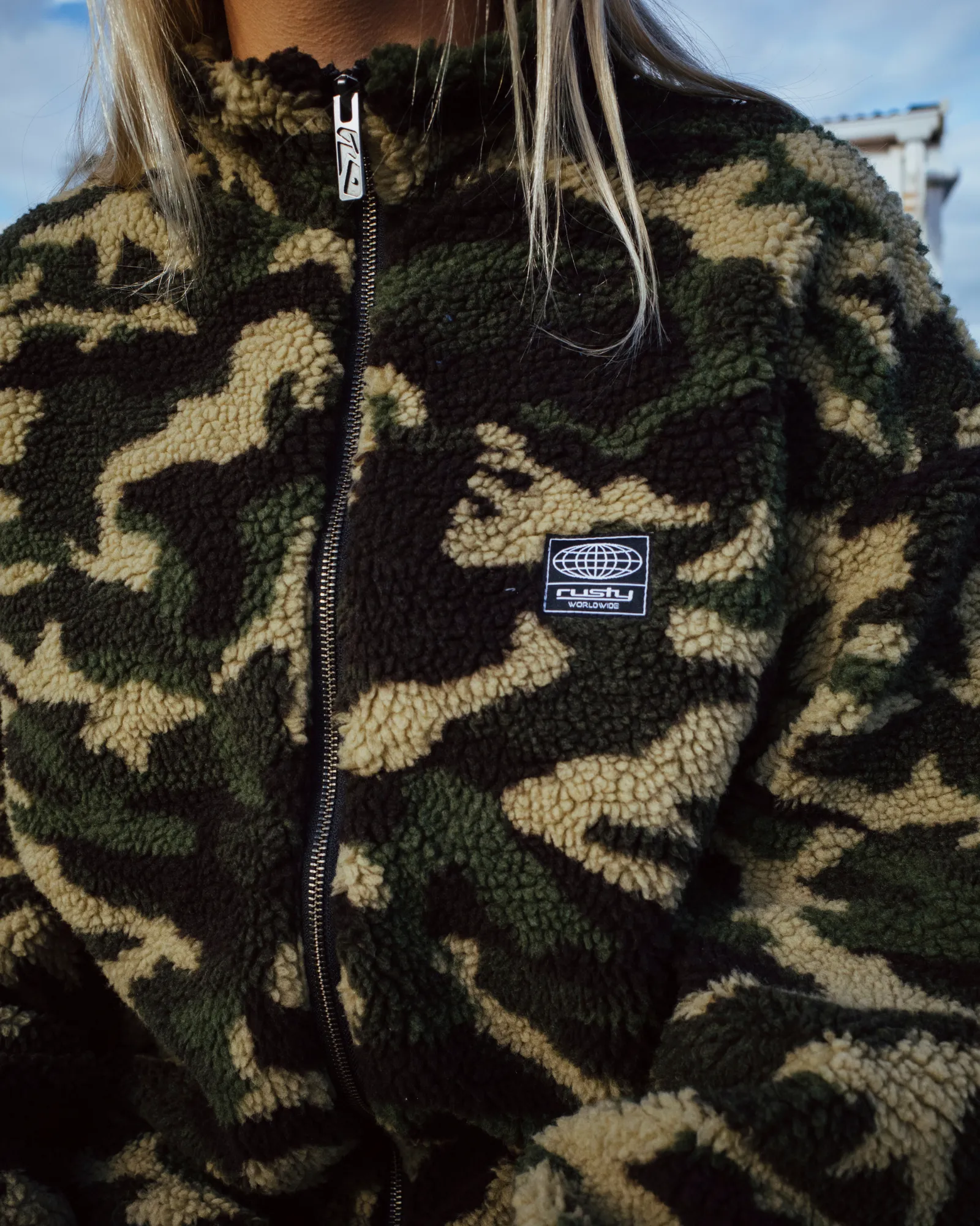 Camo  Zip Through Sherpa Fleece