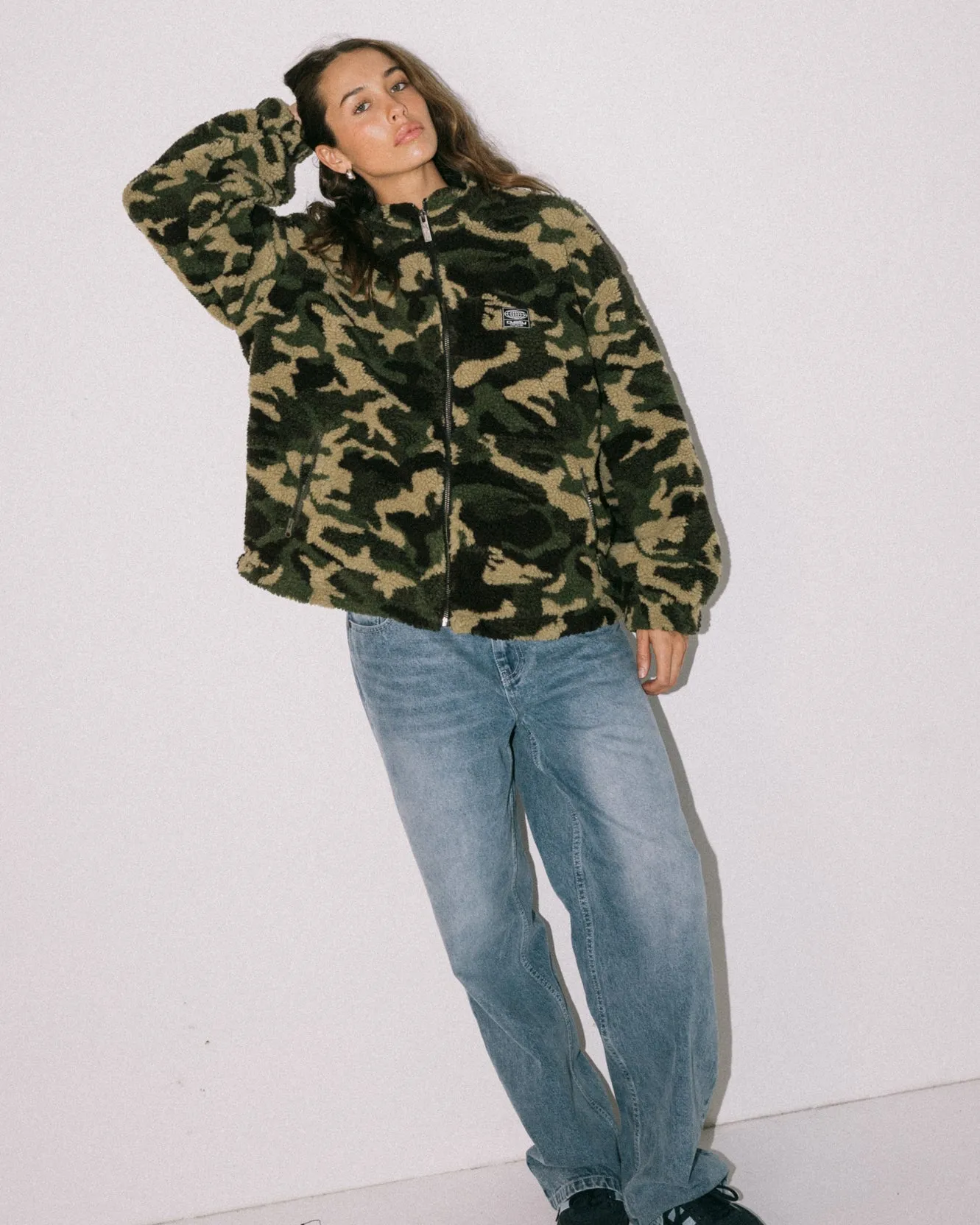 Camo  Zip Through Sherpa Fleece