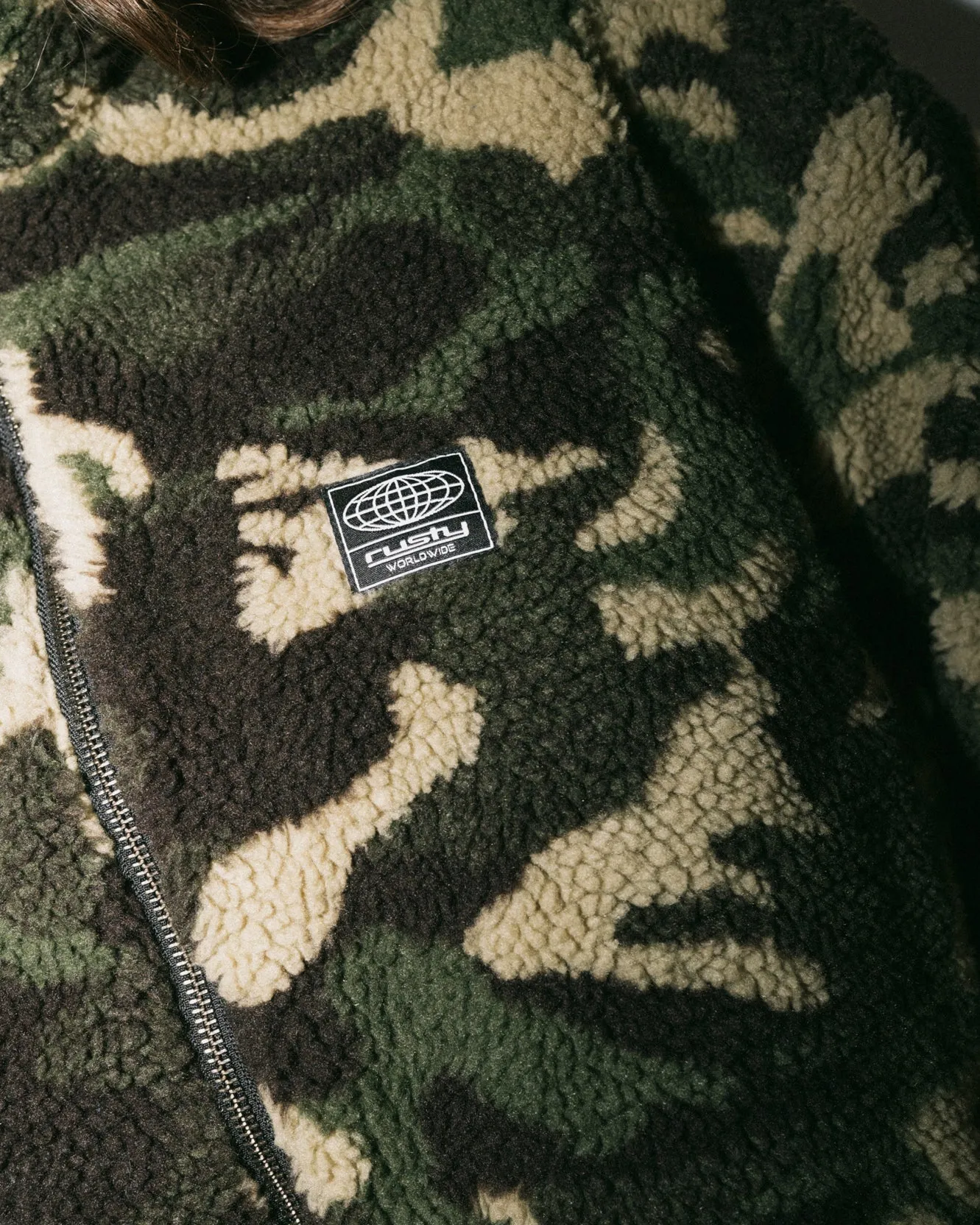 Camo  Zip Through Sherpa Fleece