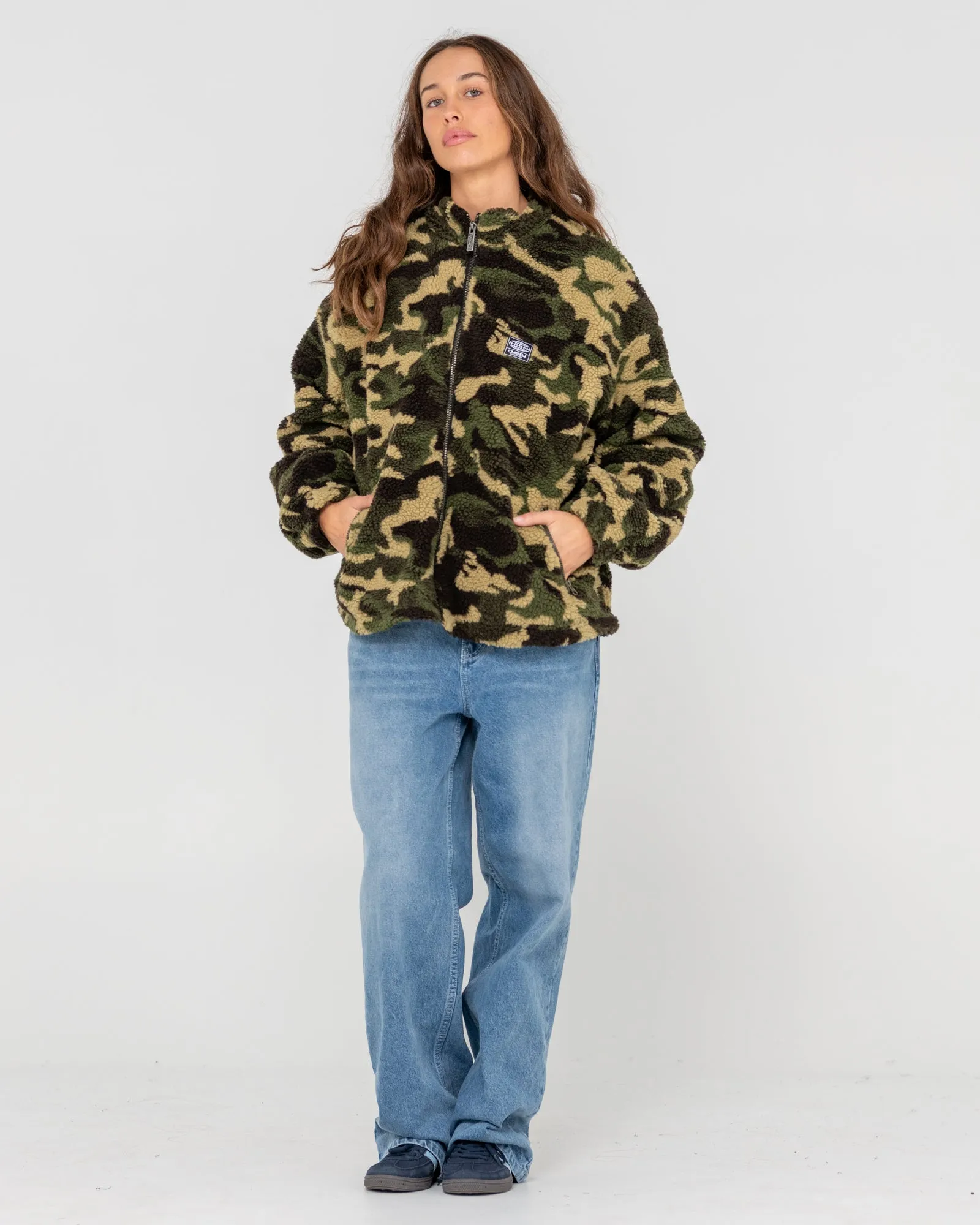 Camo  Zip Through Sherpa Fleece