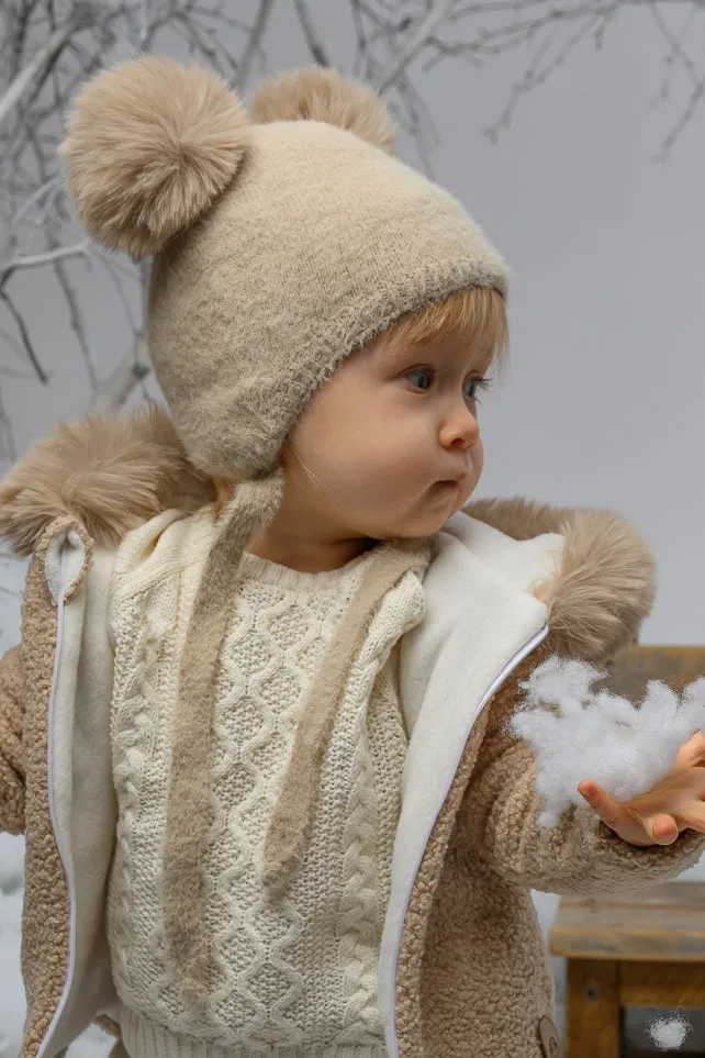 Cashmere Faux Fur Pom Pom Hat