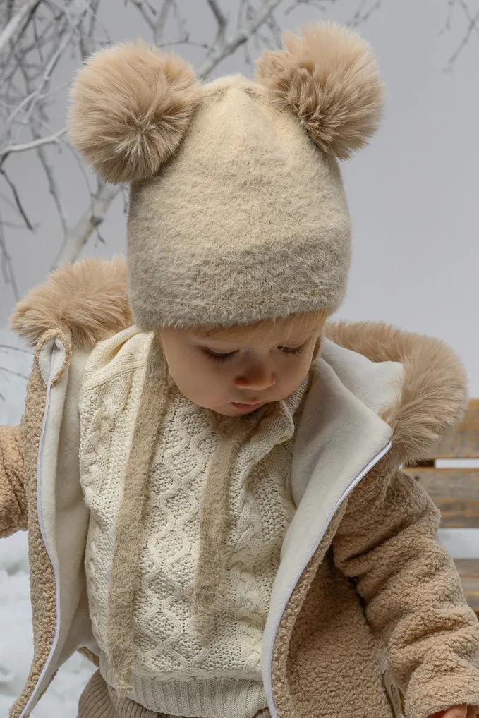 Cashmere Faux Fur Pom Pom Hat