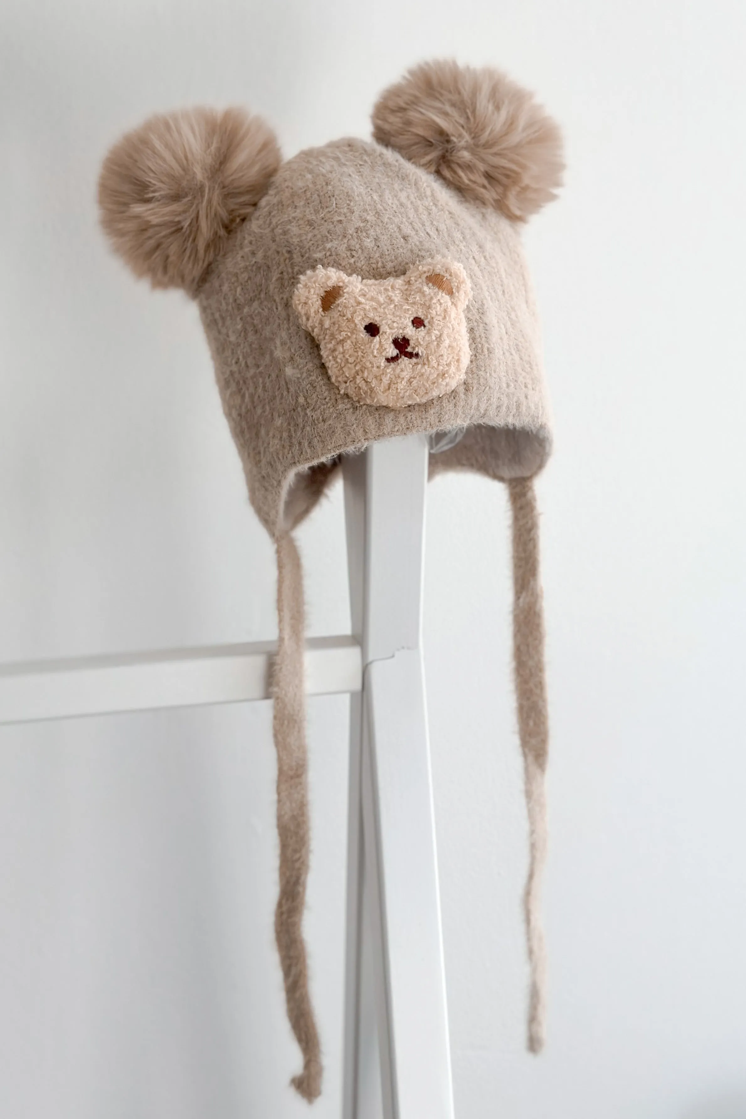 Cashmere Faux Fur Pom Pom Teddy Hat