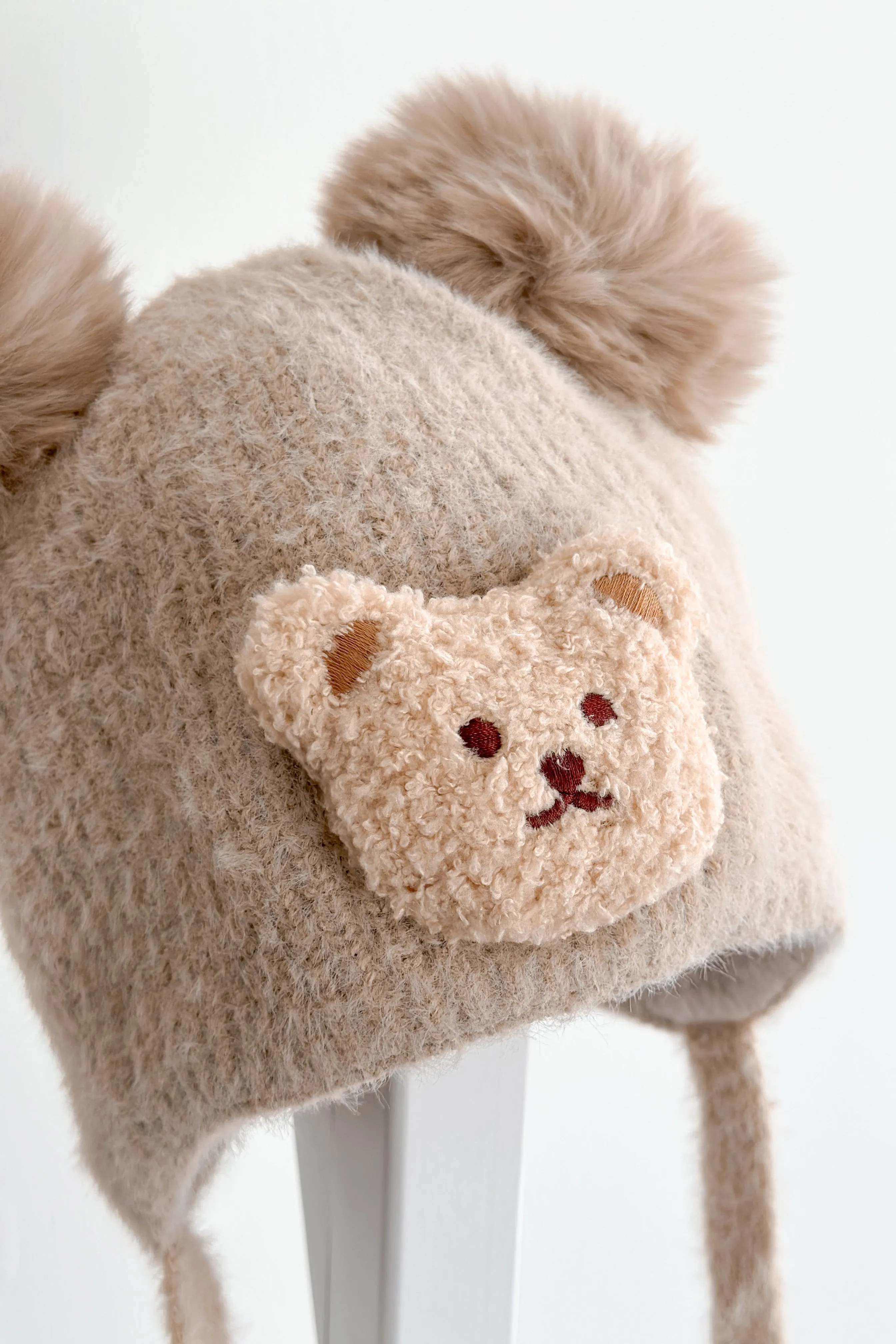 Cashmere Faux Fur Pom Pom Teddy Hat